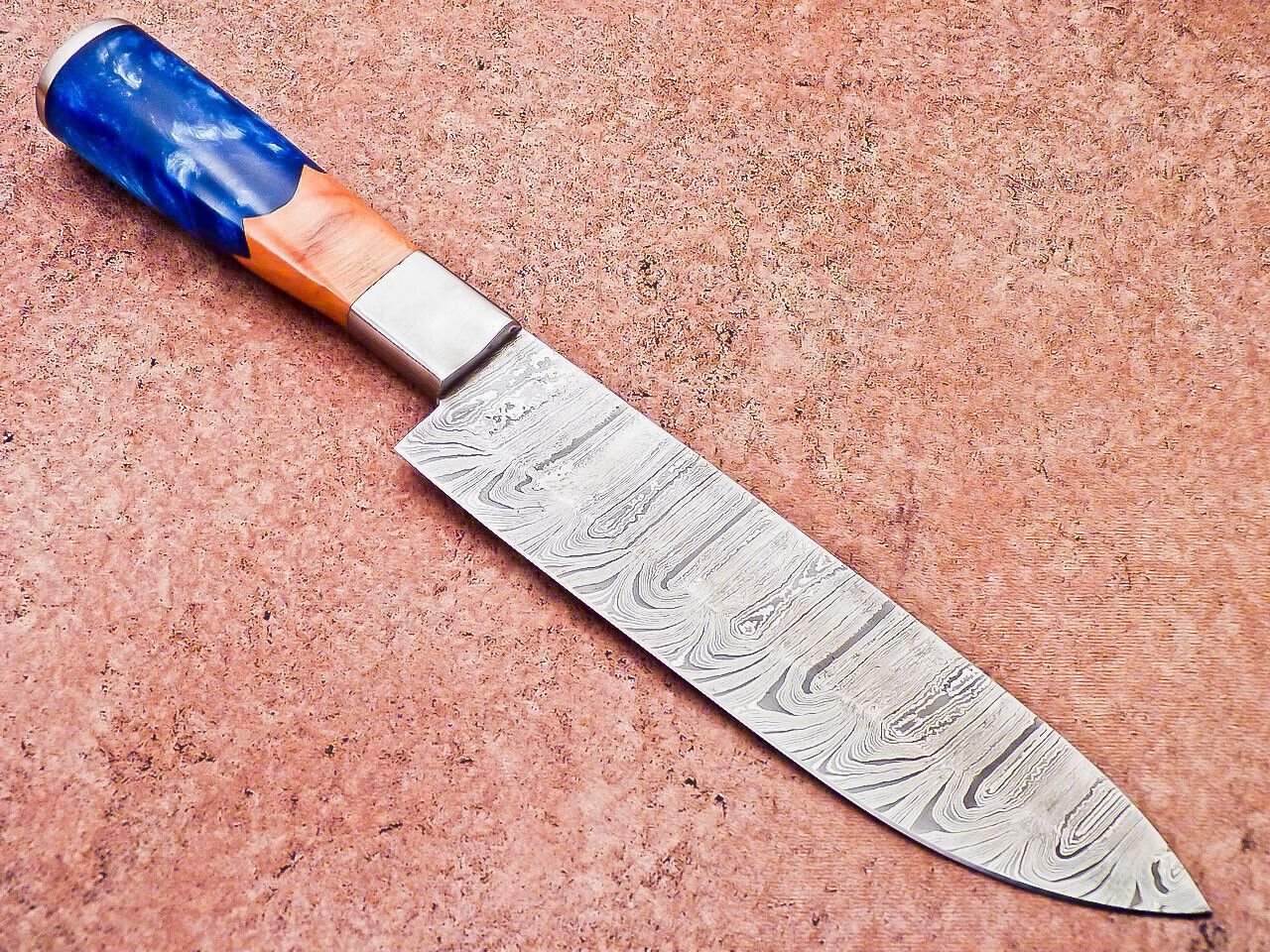13" Professional Chef Knife – Hand-Forged Damascus Steel Blade with Resin Handle