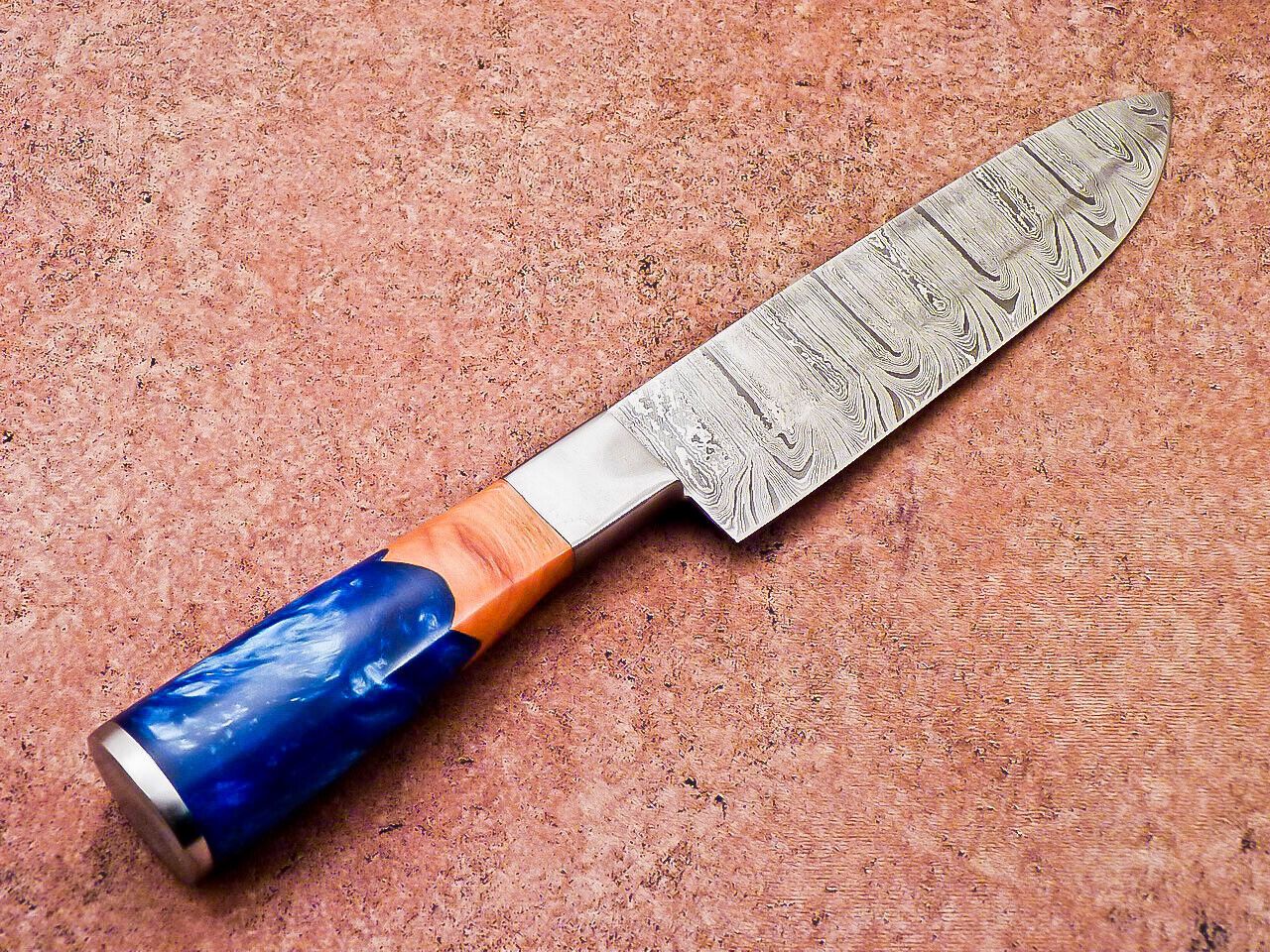 13" Professional Chef Knife – Hand-Forged Damascus Steel Blade with Resin Handle