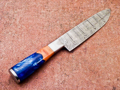 13" Professional Chef Knife – Hand-Forged Damascus Steel Blade with Resin Handle