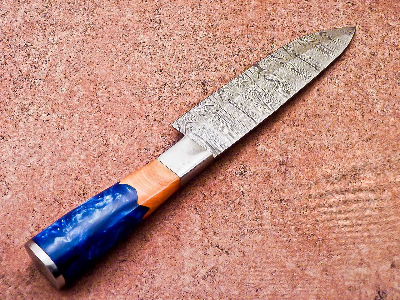 13" Professional Chef Knife – Hand-Forged Damascus Steel Blade with Resin Handle