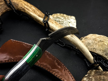Handmade 8" Damascus Karambit Knife Damascus Steel Knife with Wood Handle