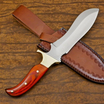 Handmade D2 Steel Full Tang Bowie Knife | 12" Hunting & Camping Blade