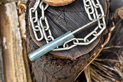 Custom Skinner Knife Twist Damascus Hard Wood Outdoor Rare w/ Leather Sheath
