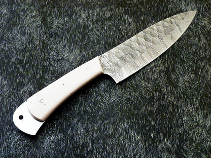 11" Custom Hand Forged Damascus Steel Chef Knife | Kitchen & Cooking Knife with Camel Bone Handle