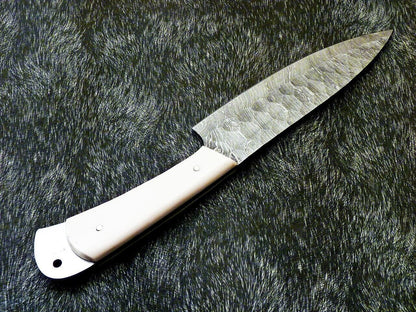 11" Custom Hand Forged Damascus Steel Chef Knife | Kitchen & Cooking Knife with Camel Bone Handle