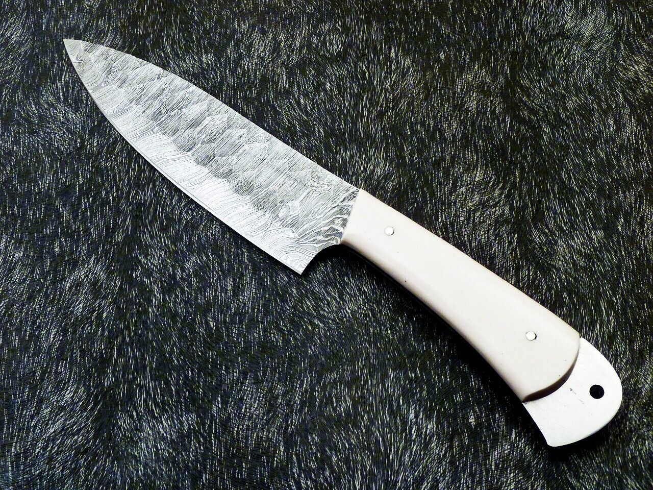 11" Custom Hand Forged Damascus Steel Chef Knife | Kitchen & Cooking Knife with Camel Bone Handle