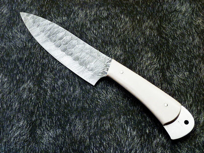 11" Custom Hand Forged Damascus Steel Chef Knife | Kitchen & Cooking Knife with Camel Bone Handle