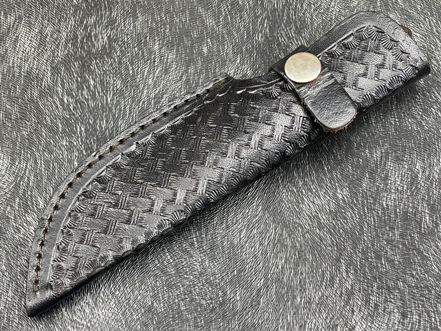 Heritage Forge 8 Inch Damascus Steel Skinning Bowie Knife with Hardwood Handle