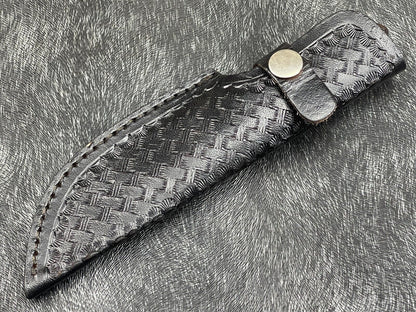 Heritage Forge 8 Inch Damascus Steel Skinning Bowie Knife with Hardwood Handle