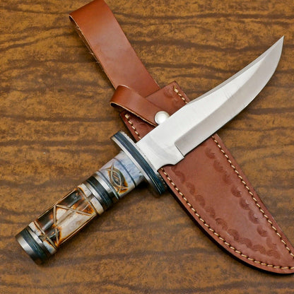Custom Handmade 12 Inch D2 Steel Blade Hunting Bowie Outdoor Knife