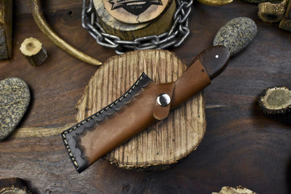 Forged Hunting Skinner Knife with Twist Damascus Blade and Walnut Wood Handle – Custom Handmade Fixed Blade Hunting Knife