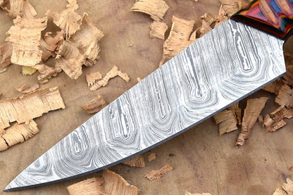 Hand-Forged Damascus Steel Chef Knife 10" | Custom Kitchen Knife with Multi Dollar Sheet Handle