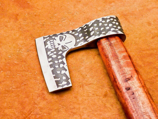 Custom Hand Forged Viking Bearded Steel Camping Hatchet Tomahawk Axe 13 Inch Natural Wood Handle