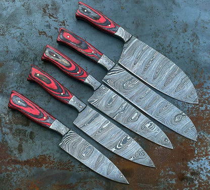 Chef Knife Set – Hand Forged Damascus Steel Custom Kitchen Knives