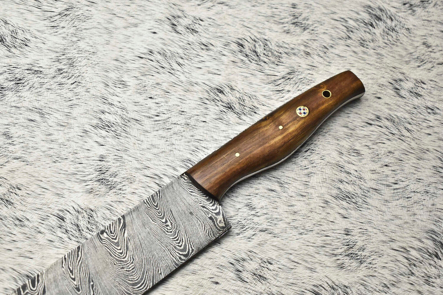 Custom Handmade Damascus Steel Chef Knife – 12" Full Tang Blade with Leather Sheath