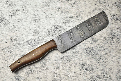 Custom Handmade Damascus Steel Chef Knife – 12" Full Tang Blade with Leather Sheath