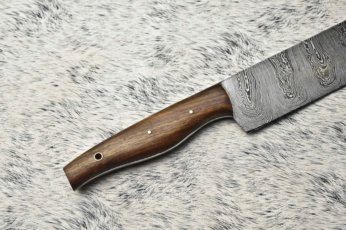 Custom Handmade Damascus Steel Chef Knife – 12" Full Tang Blade with Leather Sheath