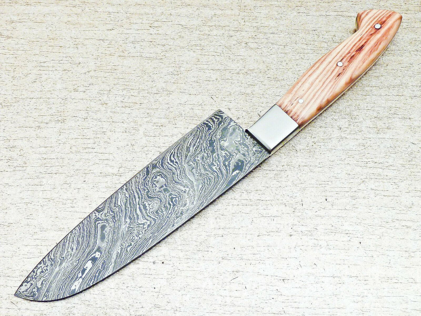 12" Professional Kitchen Chef Knife Damascus Blade with Olive Wood Handle – Handmade