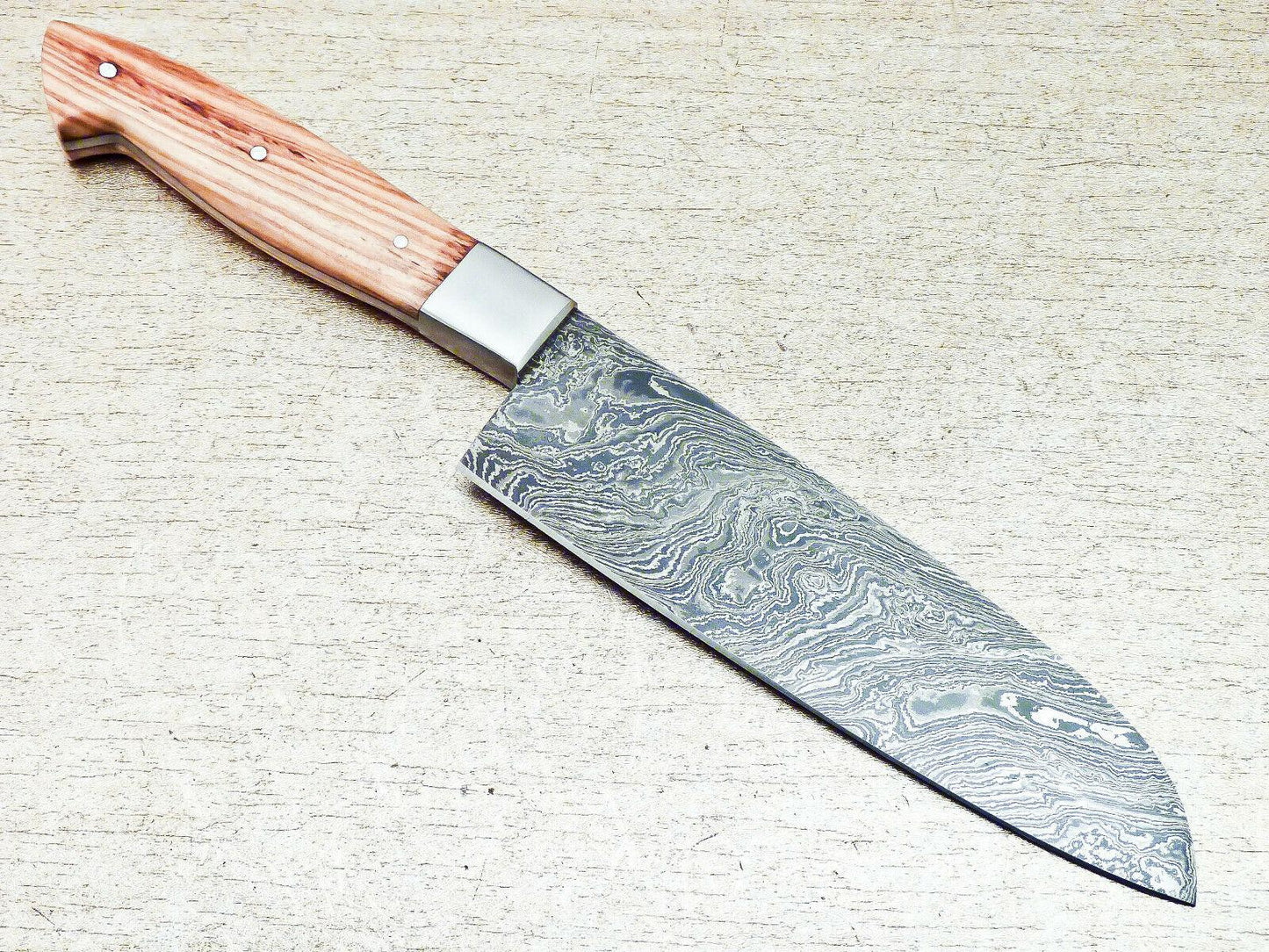 12" Professional Kitchen Chef Knife Damascus Blade with Olive Wood Handle – Handmade