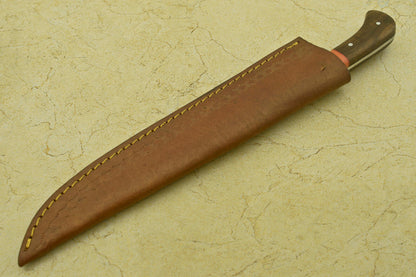 Custom Handmade Forged Damascus Steel Chef Kitchen Knife with Resin & Rosewood Handle