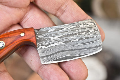 Damascus Skinner Knife with Hardwood Handle for Survival and Hunting