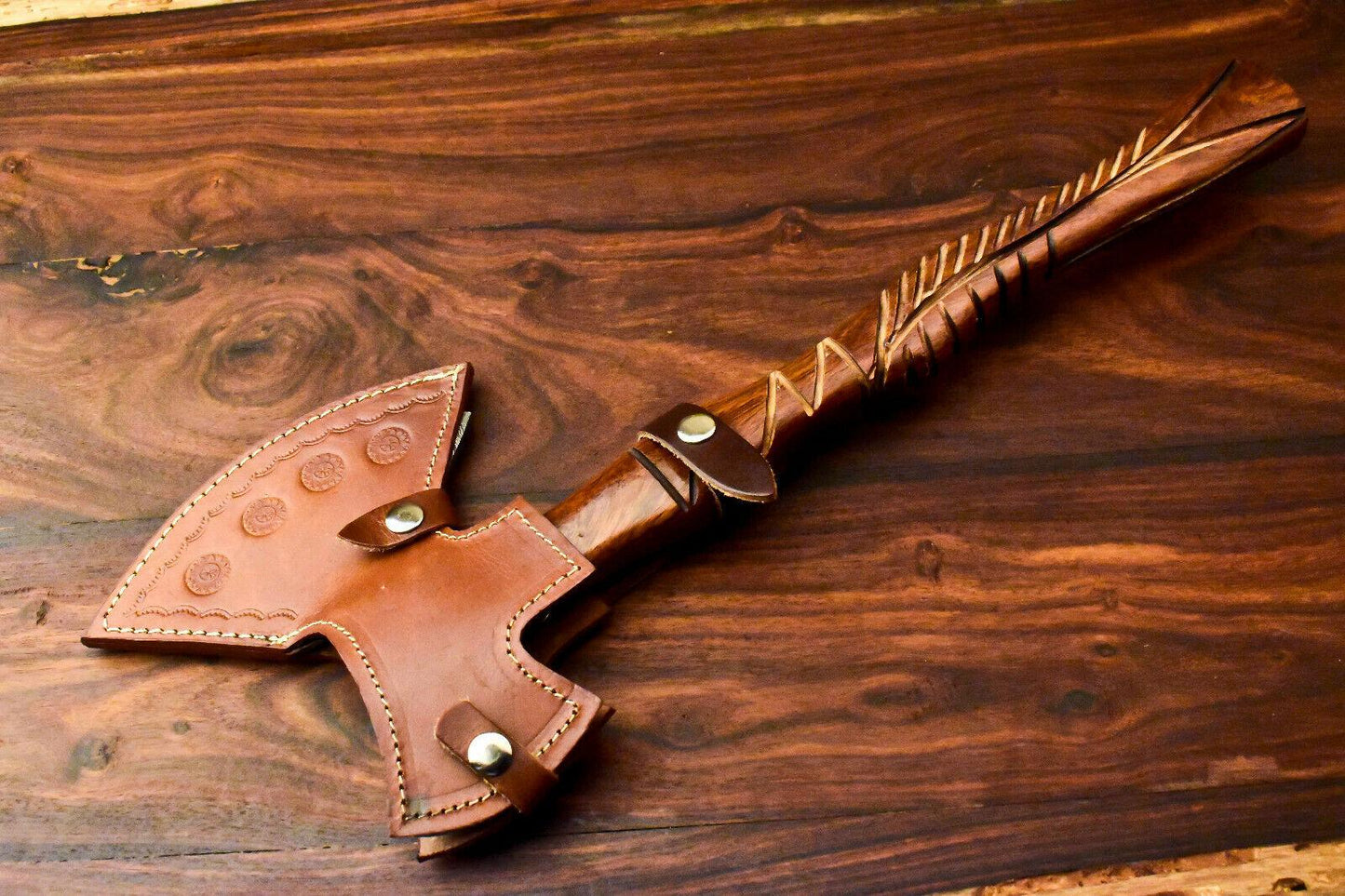 Viking-Inspired Custom Handmade Damascus Axe Tomahawk with Walnut Wood Handle | Premium Damascus Steel Axe