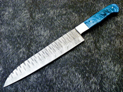 13" Custom Hand Forged Damascus Steel Chef Knife Kitchen Knife with Resin Handle