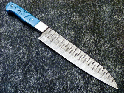 13" Custom Hand Forged Damascus Steel Chef Knife Kitchen Knife with Resin Handle
