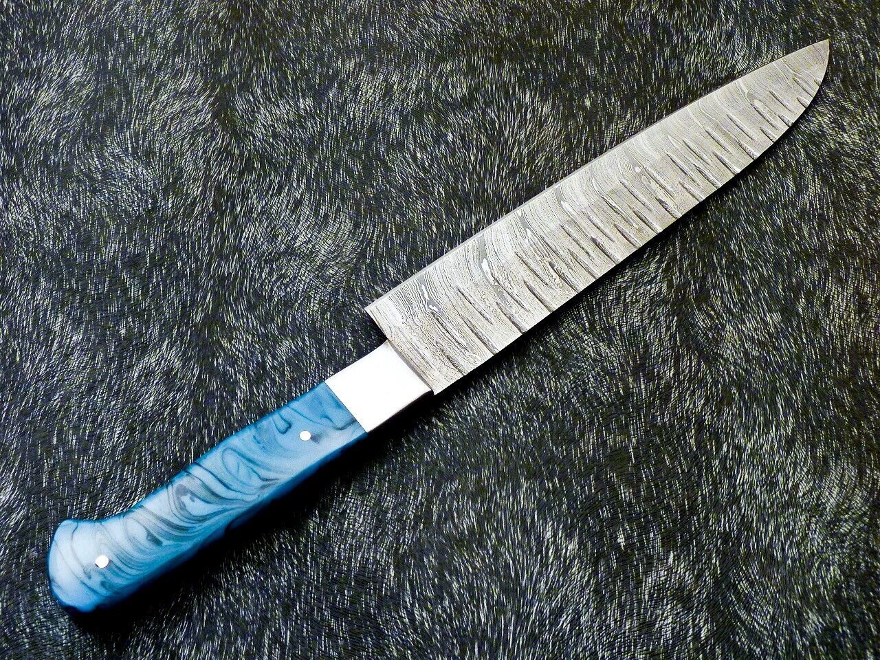 13" Custom Hand Forged Damascus Steel Chef Knife Kitchen Knife with Resin Handle