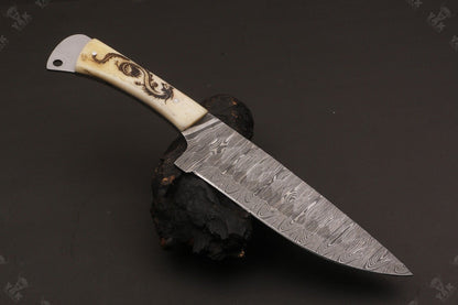11.5" Custom Hand Forged Twist Damascus Steel Santoku Chef Knife