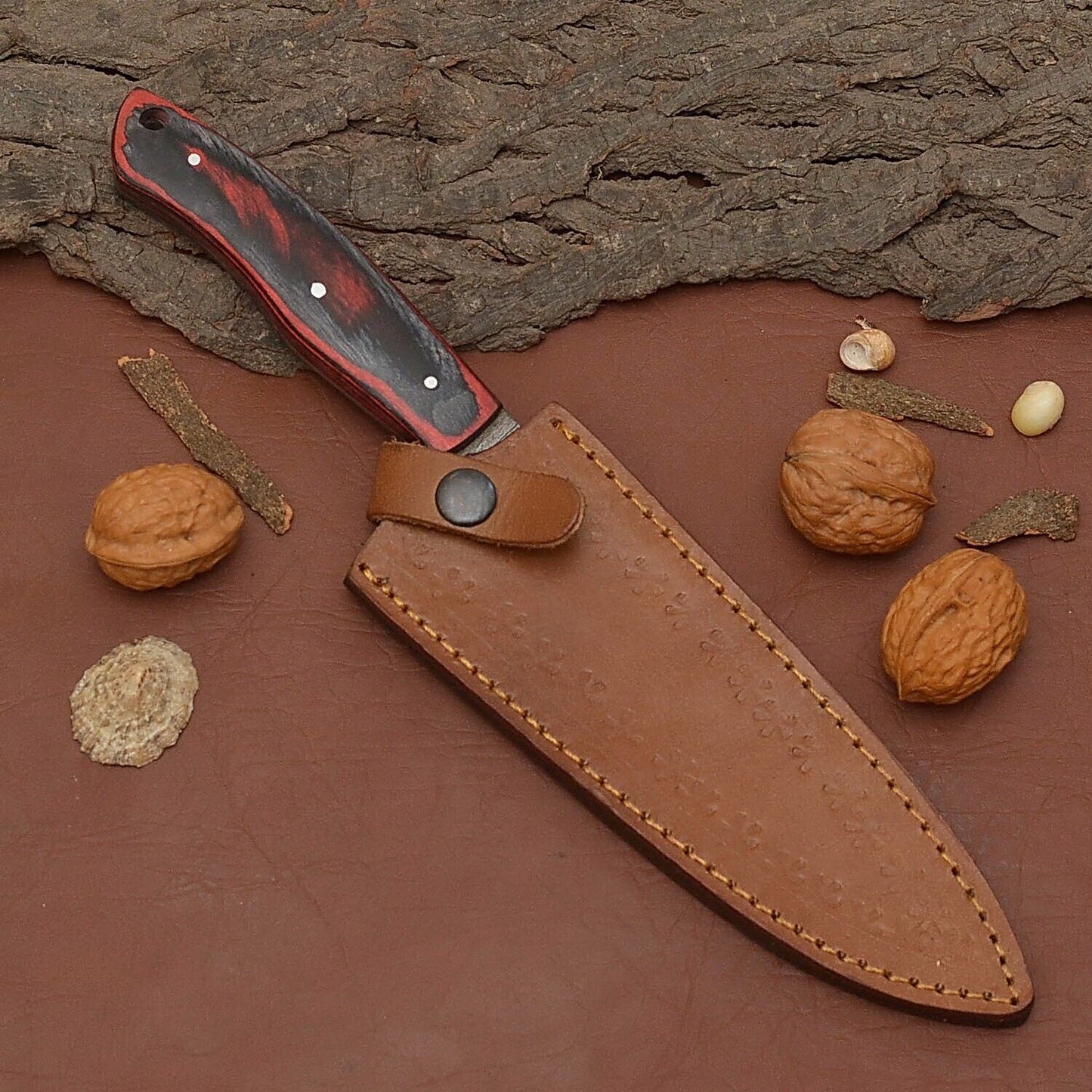 Premium Handmade Damascus Steel Full Tang Chef Fillet Knife with Pakka Wood Handle