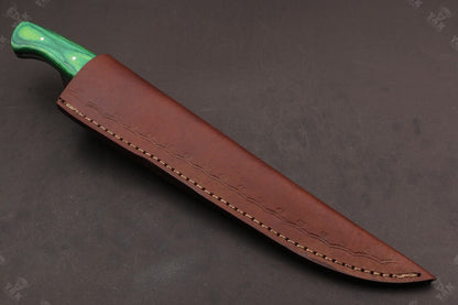 13.5" Hand Forged Fire Damascus Steel Fillet Knife Damascus Fillet Knife W/Sheath for Kitchen Use