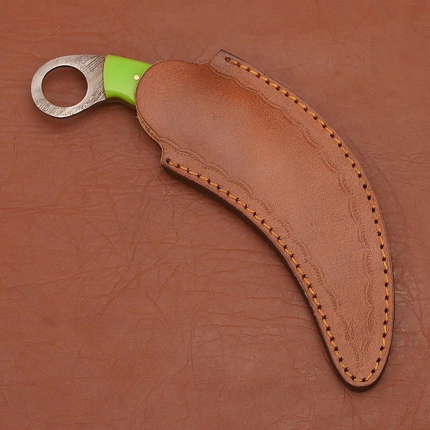 Handmade Damascus Karambit Damascus Steel Karambit Knife with Wood & Resin Handle