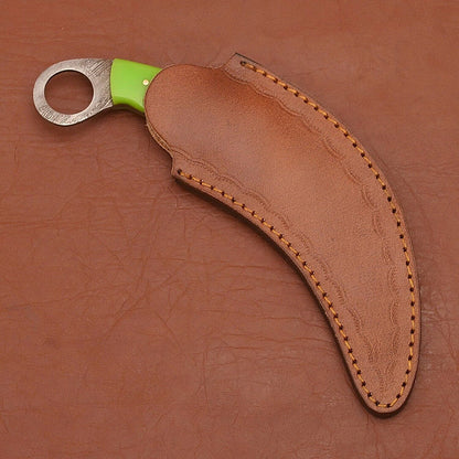 Handmade Damascus Karambit Damascus Steel Karambit Knife with Wood & Resin Handle