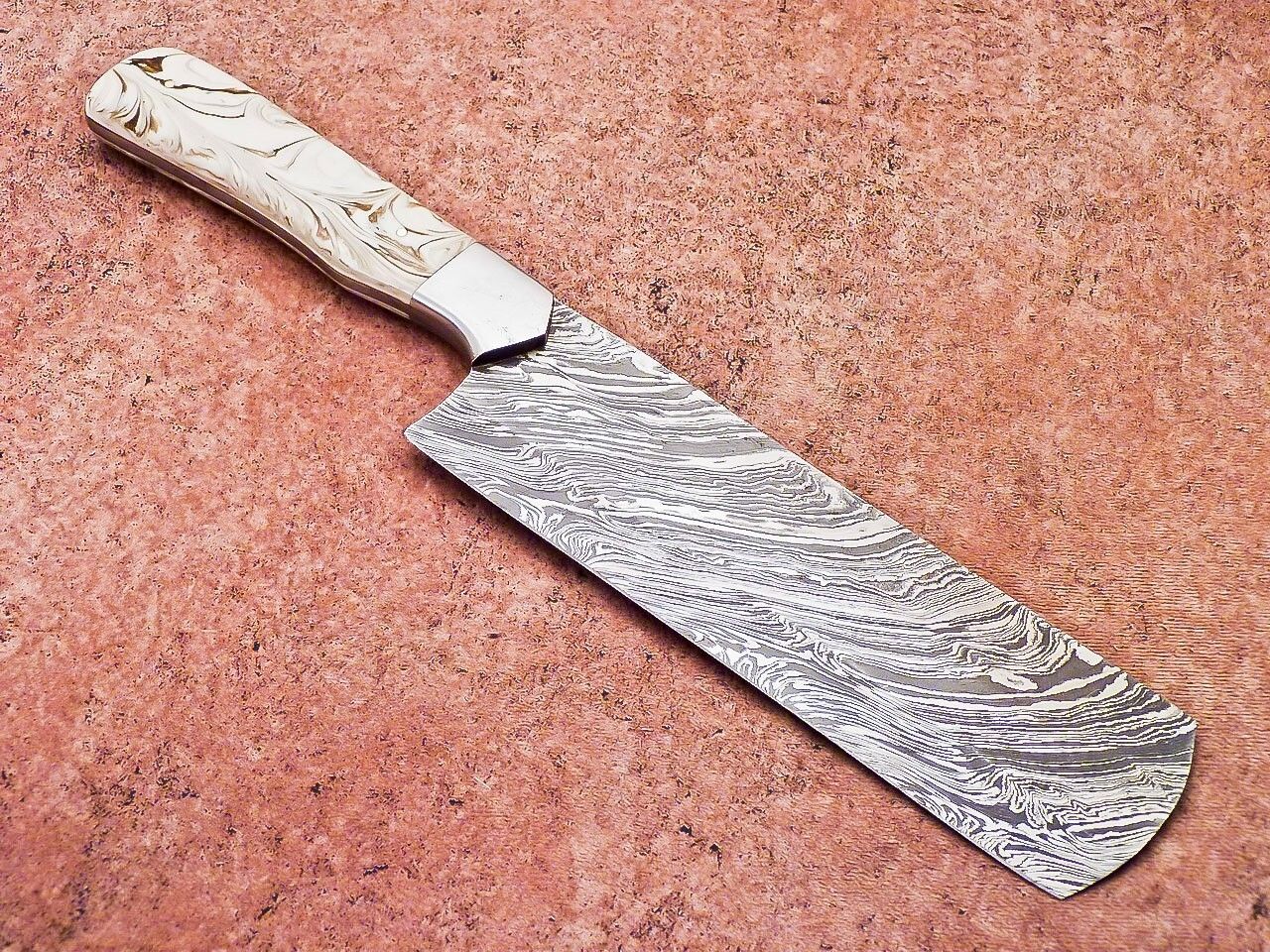 12" Custom Hand Forged Damascus Blade Chef Chopper Knife Cleaver