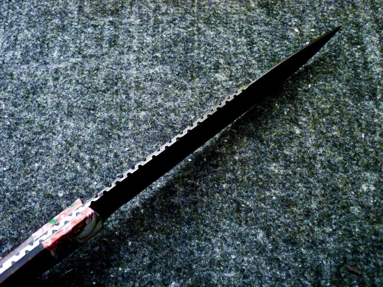 Heritage Forge 16 Inch Damascus Steel Bowie Knife with Resin Handle and Leather Sheath
