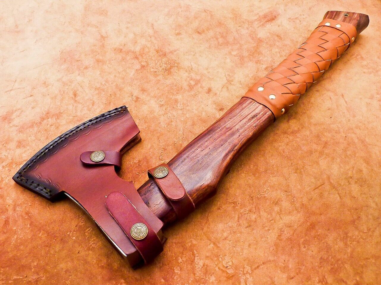 Hand-Forged Steel Viking Bearded Camping Hatchet Tomahawk Axe – Carbon Steel Blade with Natural Wood Handle