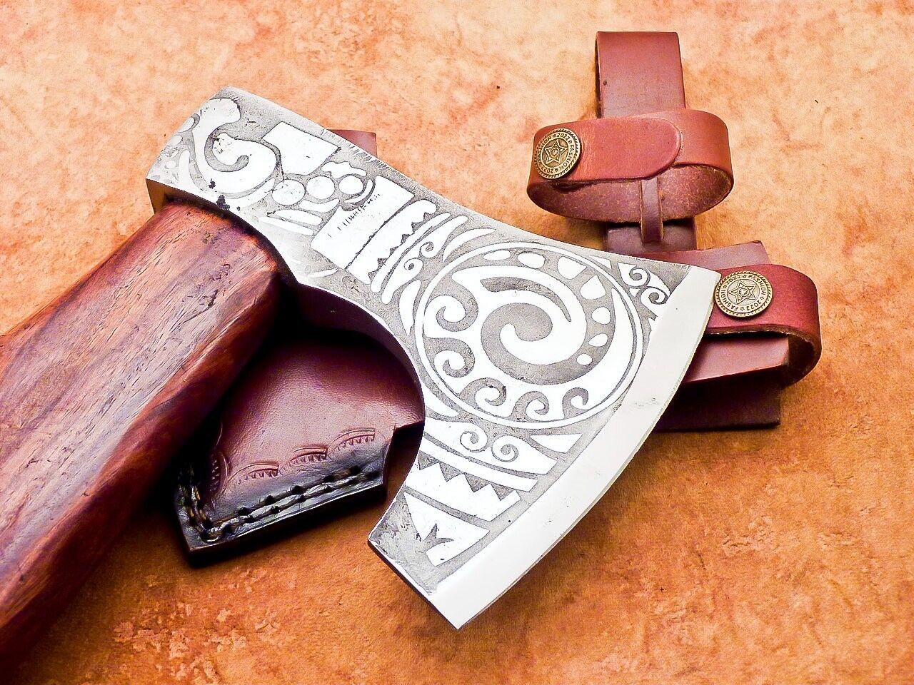 Hand-Forged Steel Viking Bearded Camping Hatchet Tomahawk Axe – Carbon Steel Blade with Natural Wood Handle