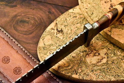 Rare Handmade Damascus Steel Bowie Knife – 16.75" Hunting Blade with Walnut Wood Handle
