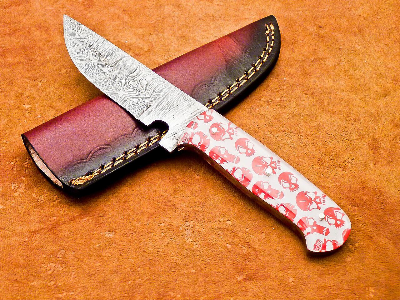 8" Handmade Damascus Steel Bowie Knife – Resin Handle & Hand  Forged Blade