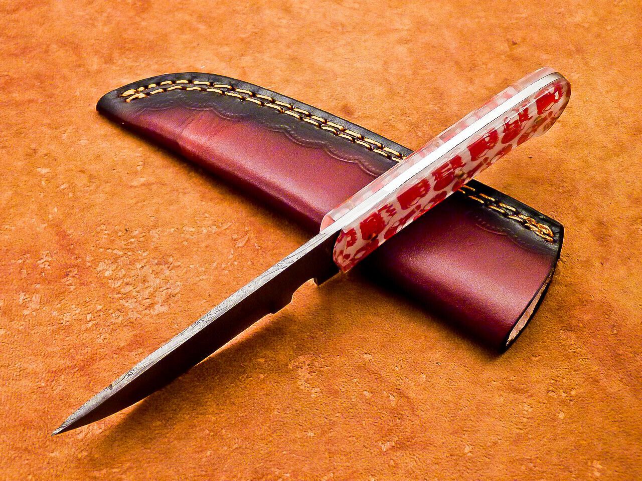 8" Handmade Damascus Steel Bowie Knife – Resin Handle & Hand  Forged Blade