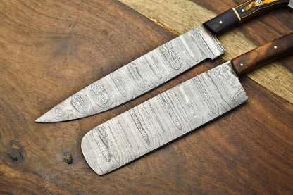 Premium Handmade Damascus Steel Chef Knife Set – 2-Piece Full Tang