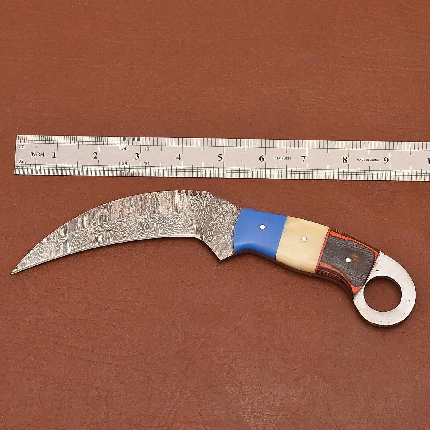 Custom Best Karambit Handmade Damascus Steel Karambit Knife with Mix Handle