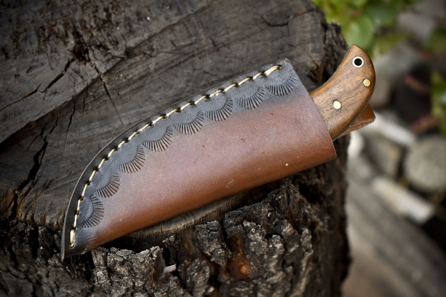 6" Handmade Twist Damascus Skinner Knife Walnut Wood EDC Custom Fixed Blade