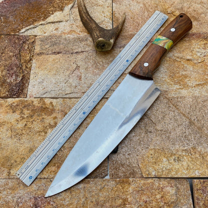 Custom Forged High Carbon Steel High Polish Kitchen Chef Knife | Handmade 12.5"