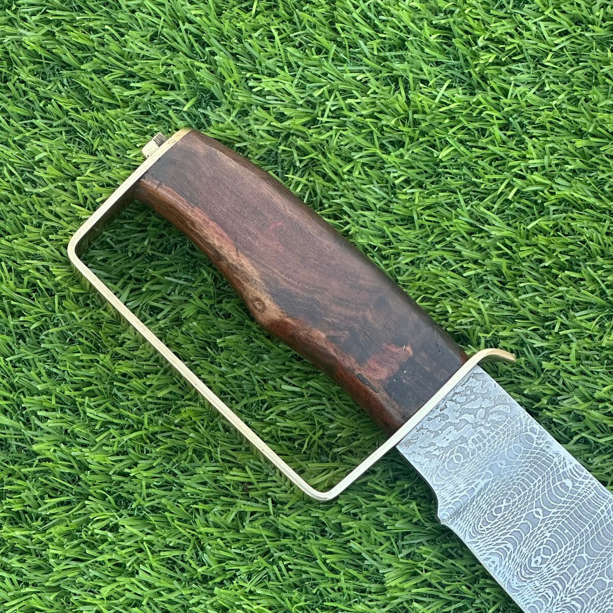 15 Inch Custom Handmade Damascus Steel Bowie Knife with Wood Handle