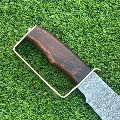 15 Inch Custom Handmade Damascus Steel Bowie Knife with Wood Handle