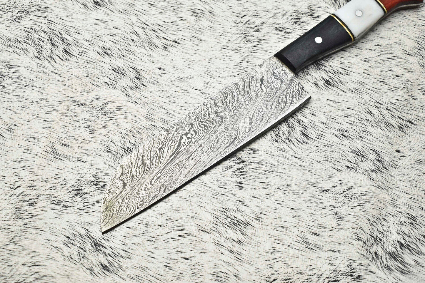 Fine Custom Handmade Damascus Steel Chef Knife – Full Tang Sport & Kitchen Knife with Leather Sheath