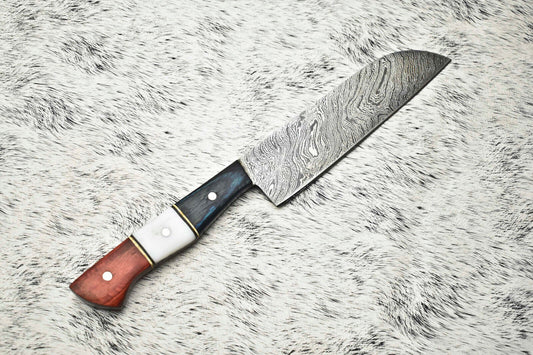 Fine Custom Handmade Damascus Steel Chef Knife – Full Tang Sport & Kitchen Knife with Leather Sheath