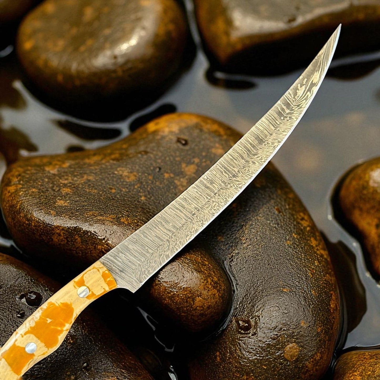 12" Kitchen Precision Knife Handmade Damascus Steel Knife & Fillet Knife W/Sheath